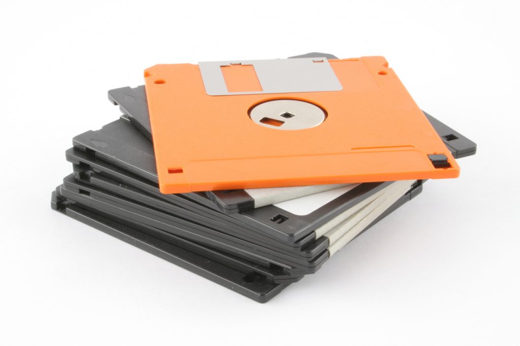 floppy disks - black and orange